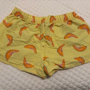 Patagonia Yellow Shorts with cantaloupe